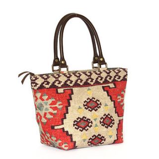 kilim handbag with leather trim by umpie yorkshire