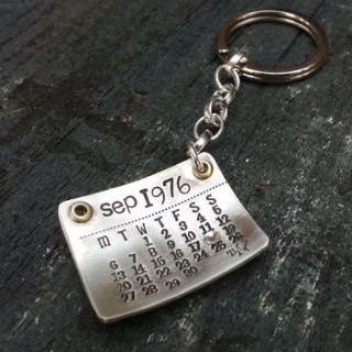 personalised silver calendar keyring by twisted typist