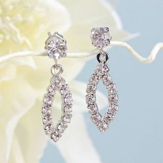 bridal leaf crystal drop earrings by lisa angel wedding