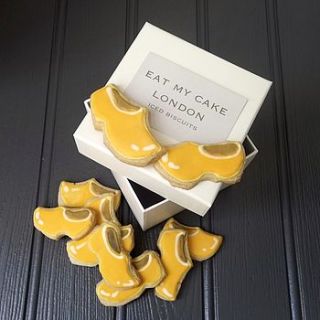 box of 12 clever clog biscuits by eat my cake london