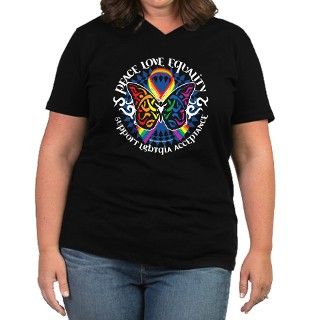 LGBT Peace Love Equality Womens Plus Size V Neck by TheSmokingParrot