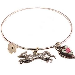 sterling silver fox charm bangle by eve&fox
