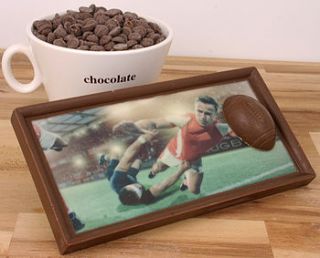 rugby fan belgian milk chocolate gift by unique chocolate