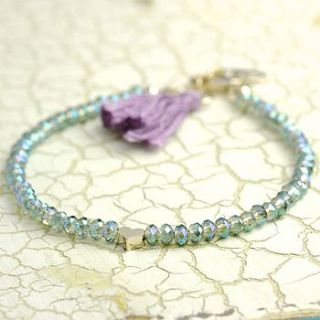 mini gem and heart sparkle tassel bracelet by lisa angel