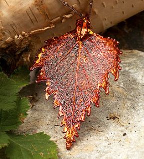 large birch leaf natural necklace by kalk bay