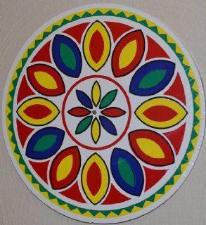 15 1/2 Inch Diameter Multicolor 12 Petal Rosette. The Geometric Pattern of the Rosette Is Another Traditional Good Luck Symbol of the Pennsylvania Dutch. Here It Is Meant to Cover Luck for Every Month of the Year Added Luck Is Provided By the Second, Smal