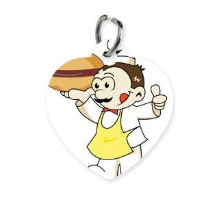 cartoon drawing of a cook holding a Pet Tag by Admin_CP70839509