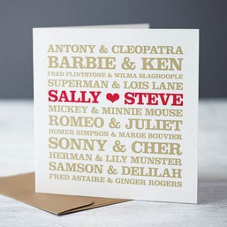 personalised couples card by rosie robins