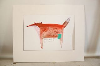 'fox in a fig' original watercolour painting by samantha barnes artist