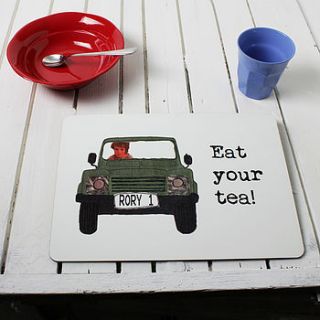 personalised four wheel drive placemat by snapdragon