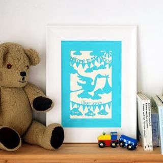 new baby personalised unframed papercut by pogofandango