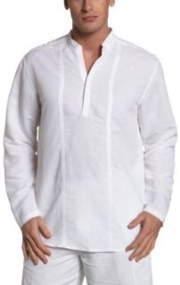 Cubavera Men's Long Sleeve Popover Shirt, Bright White, Small at  Mens Clothing store