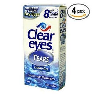 Clear Eyes Liquid Gel, Moderate to Severe Dry Eyes 0.5 fl oz (15 ml) (Pack of 4) Health & Personal Care
