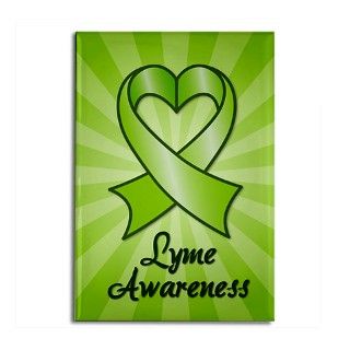 Lyme Disease Awareness Heart Ribbon Rectangle Magn by MightyNiceStuff