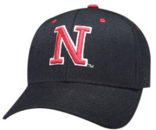 NCAA Zephyr Nebraska Cornhuskers Black Fitted Hat with Red "N"  Baseball Caps  Clothing