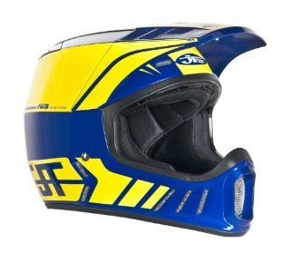 JT Racing USA ALS 02 Off Road Dirt Bike MX Motocross Helmet (Blue/Yellow, X Small) Automotive
