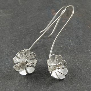 flower cup sterling silver drop earrings by otis jaxon silver and gold jewellery