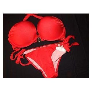 Victoria's Secret Bombshell Swim Suit 2 Piece Set Red 34D Medium 