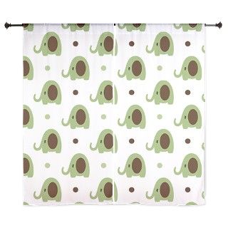 Emma Elephant Green and Brown 60" Curtains by Andreas_lil_Pixels