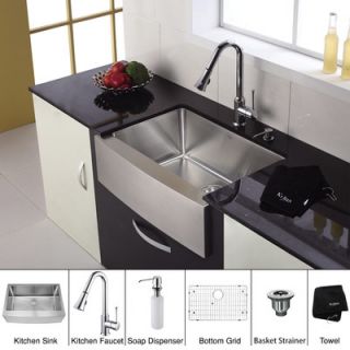 Kraus 30 inch Single Bowl Stainless Steel Kitchen Sink with Chrome