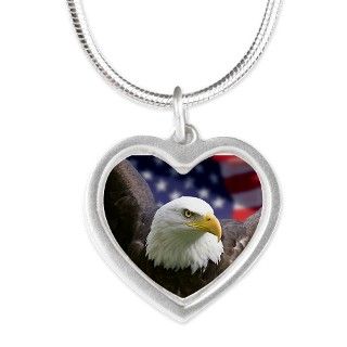 BALD EAGLE  usa pride  Silver Heart Necklace by 805_DesignCompany