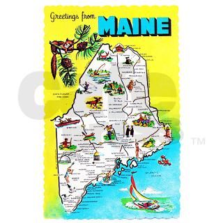 Maine Map Greetings Keychains by w2arts