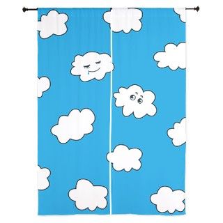 Blue Sky Funny Clouds Curtains by creaturesstore