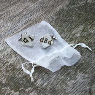 'number one dad' handmade ceramic cufflinks by juliet reeves designs