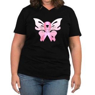 BREAST CANCER Womens Plus Size V Neck Dark T Shir by whimsicalwords