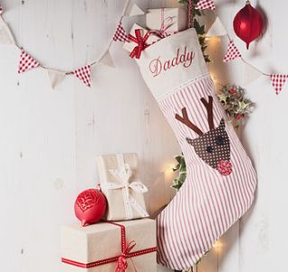 personalised rudolf christmas stocking by elm tree studio