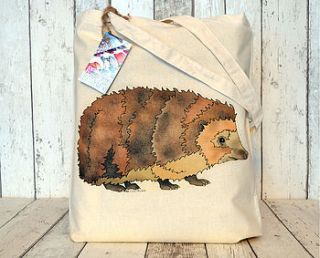 hedgehog illustration cotton tote bag by ceridwen hazelchild design