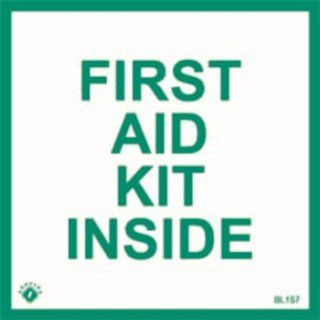 Brooks 157B First Aid Kit Inside Self Adhesive Vinyl Sign   Fire Extinguishers  