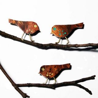 wooden bird brooch by julianna grove