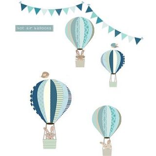 bunny and balloons fabric wall stickers by littleprints
