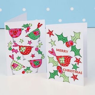 festive robins christmas cards by dots and spots