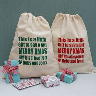 personalised merry christmas sack by sparks living