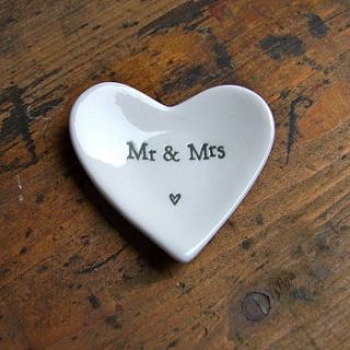 mr and mrs mini porcelain heart dish by home & glory