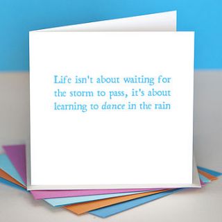 'learning to dance in the rain' quote card by belle photo ltd