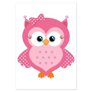 Sweet Pink Cartoon Owl Invitations by BeachBumKidsAndFamily