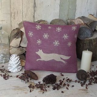 ' winter fox and snowflake ' cushion by rustic country crafts