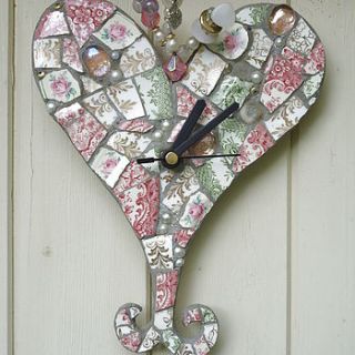funky mosaic heart clock by more mosaics