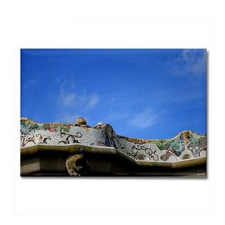 Mosaic railings in Gaudis Park Guell, Barcelona, by GettyImages