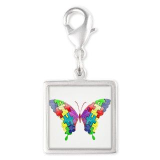 Autism Awareness Butterfly Silver Heart Charm by tmktshirt