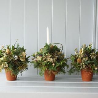 "narnia" christmas table trio decorations by the artisan dried flower company