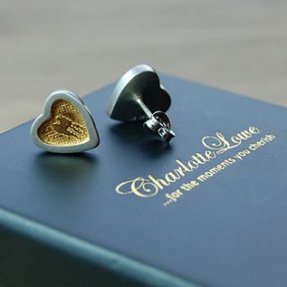 'hearts of gold' silver stud earrings by charlotte lowe jewellery