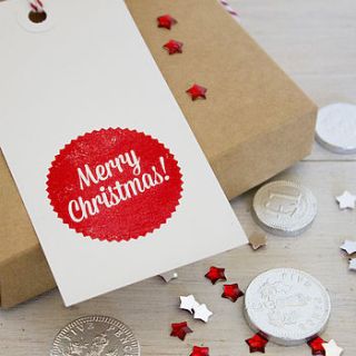 six hand stamped christmas gift tags by lovely cuppa