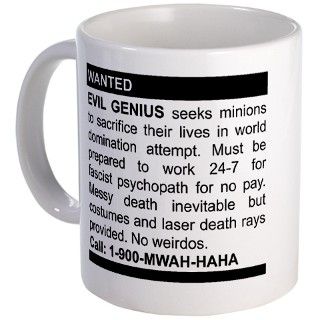 Evil Genius Personal Ad Mug by superbug