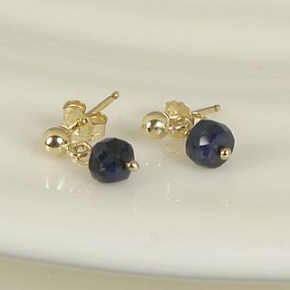 24 k gold plated stud and sapphire earrings by begolden