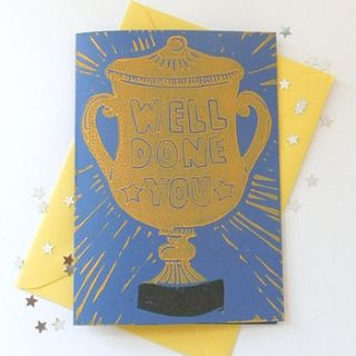 well done linocut card by woah there pickle