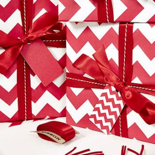 recycled red chevron white wrapping paper by sophia victoria joy
